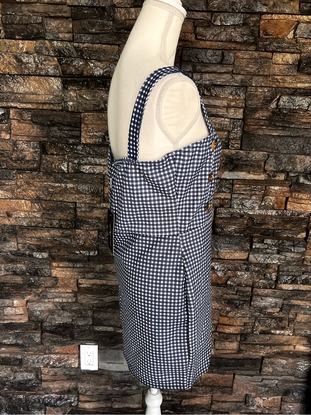 PrettyLittleThing Navy and White Gingham Mini Sundress - Picture 6 of 14
